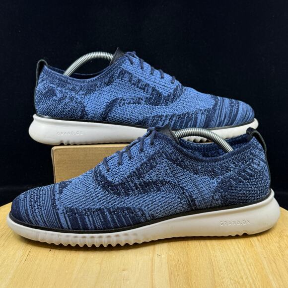 Cole Haan 2.Zerogrand Stitchlite Blue Oxford Wingtip Shoes C27946 Men's Size 9 - Picture 1 of 10